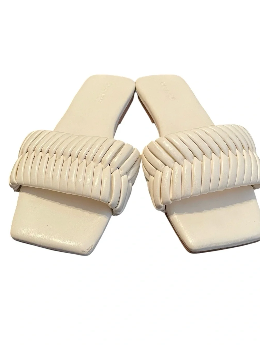 Open Edit Women's Cream White Linx Slide Weave Upper Flat Sandals Size 6.5M‎